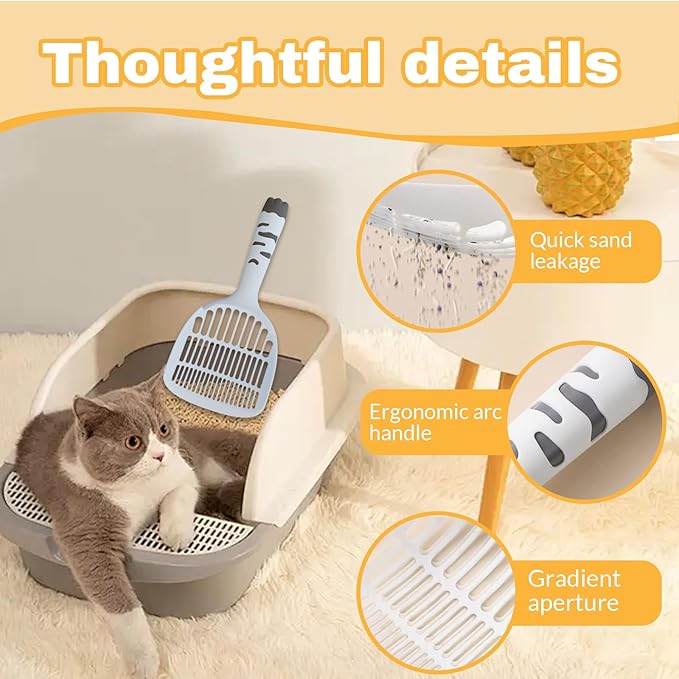 Cat Scooper for Litter Box, Cat Litter Scoop, Kitty Litter Scoop, Cat and Dog Poop Collector, Pet Litter Sifter, Cute Handle, Cat Litter Scooper with Holder for Various Litter Boxes-Mewly Pet