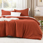 Litanika Comforters Burnt Orange Oversized Queen Size, 3 Pieces Lightweight Solid Bedding Comforter Set, All Season Fluffy Bed Set (98x98In Comforter & 2 Pillowcases)