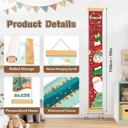 Kids Growth Chart Height Measuring Chart, Christmas Deer Child Height Measurement, Height Measurement for Children Boys Girls, Baby Room Nursery Wall Decor