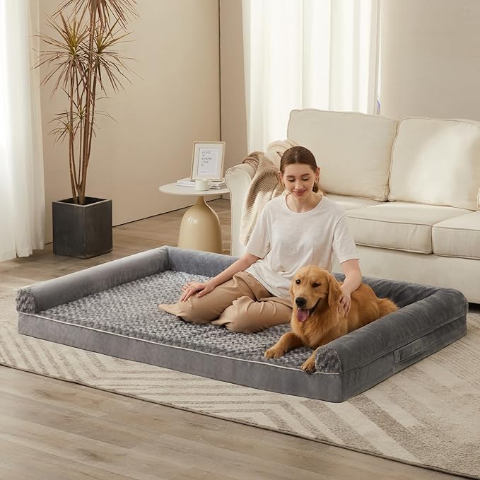 BFPETHOME Dog Beds for Large Dogs, Orthopedic Dog Bed for Medium Large Dogs,Big Waterproof Couch Pet Bed with Removable Washable Cover-Mewly Pet