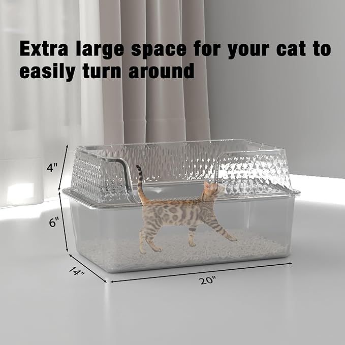 Suhaco Stainless Steel Litter Box Side Entry, Kitty Black Litter Mat and White Scoop Included Covered Metal High Sided Large Cat Litter Box with Lid Removable Enclosure for Medium Cats (Black)-Mewly Pet