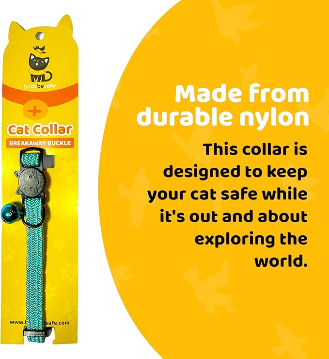 BirdsBeSafe® Break Away Cat Collar with Bell, Reflective Thread for Night Visibility, Comfortable Elastic Stretch Cat Collar to Protect Cat from Getting Stuck in The Garden.-Mewly Pet