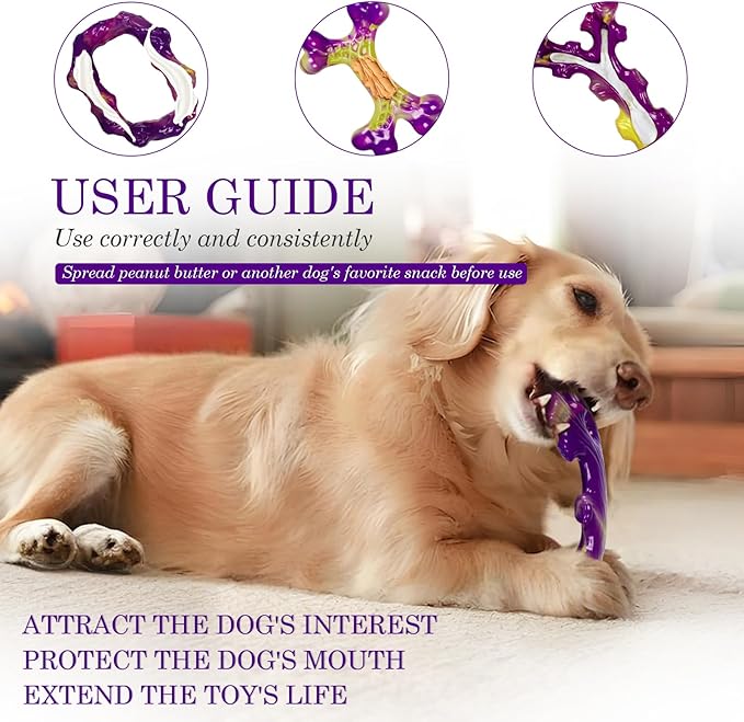 Tough Dog Toys for Aggressive Chewers 3 Pack, Indestructible Dog Toy for Large Dogs, Bacon Flavored, Keeps Dogs Busy-Mewly Pet