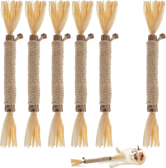 6 PCS Silvervine Sticks for Cats - Natural Cat Chew Toys for Teeth Cleaning, Kitten Teething & Aggressive Chewers-Mewly Pet