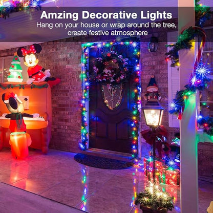 ODEETRONIC Multicolor Christmas Lights, 21.63ft 100 Count Incandescent holiday Lights Connectable, 120V UL Certified Mini Christmas Tree Light for Xmas, Party, House Indoor & Outdoor Decor, Green Wire