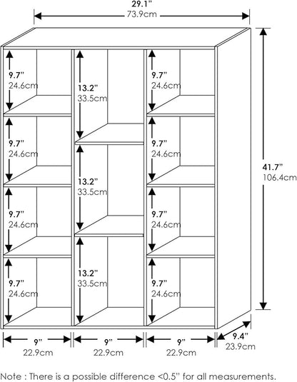 Furinno LUDER Book Shelf, 11-Cube Bookshelf, Reversible Bookcase, 9.4" x 29.1" x 41.7", for Living Room, Bedroom, Home Office, White/Green