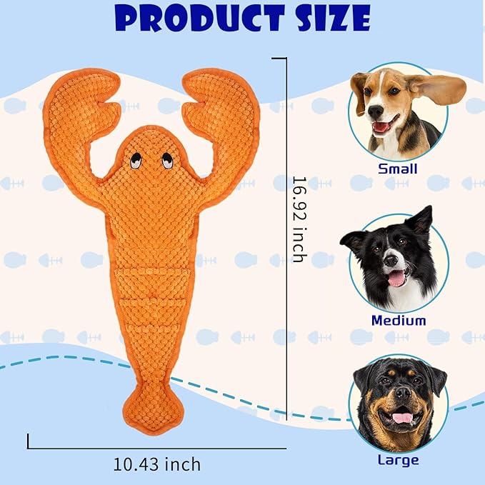Squeaky Dog Toy No Stuffed Dog Toys,Lobster Puppy Toys for Small Medium Large Breed pups Teething Interactive Toy to Keep Them Busy, Best Christmas Birthday Gift-Mewly Pet