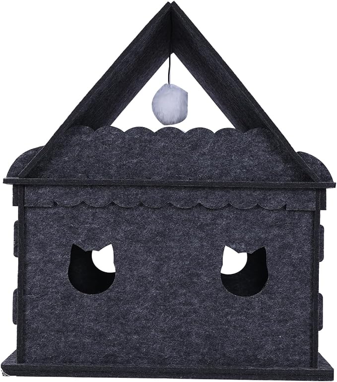 2-Tier Indoor Cat Apartment，Cozy Pet Cat Bed, Hideaway, and Sturdy Cat Castle for Multiple and Large Cats-Mewly Pet