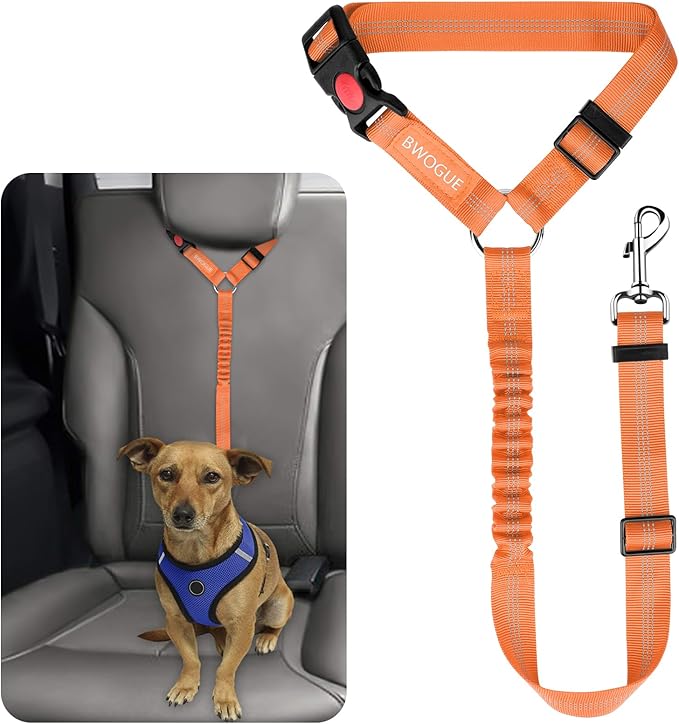BWOGUE Pet Dog Cat Seat Belts, Car Headrest Restraint Adjustable Safety Leads Vehicle Seatbelt Harness (1 Pack)-Mewly Pet