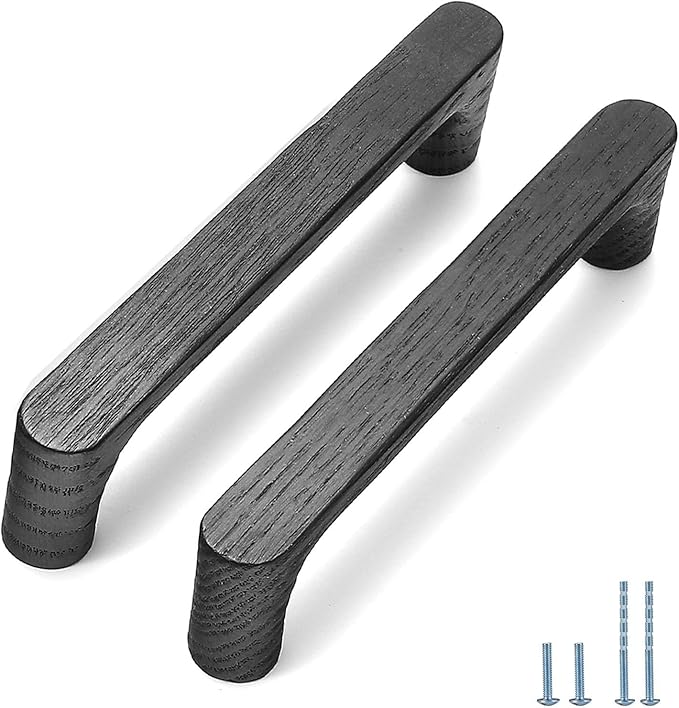 Black Round 5 in 8 pcs Wooden Drawer Pulls Handle pulls for cabinets Kitchen Cabinet Drawer pulls Cabinet Door Pull