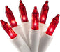 612 Vermont 100 Red Christmas Lights on a White Wire String, UL Approved, Indoor and Outdoor Use, 18’ of Lighted Length, 20’ of Total Length