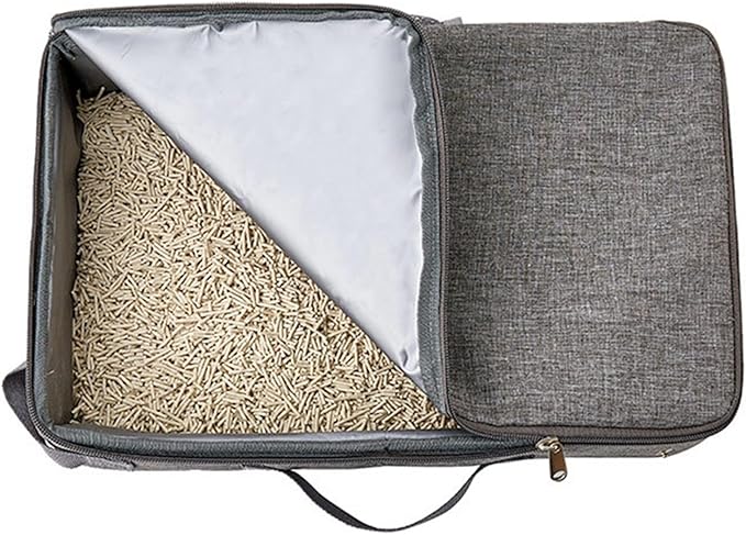 Cat Travel Litter Box, Portable Collapsible Litter Box with Lid, Small Pet Litter Box Leak Proof Litter Carrier for Cat (Rectangular)-Mewly Pet