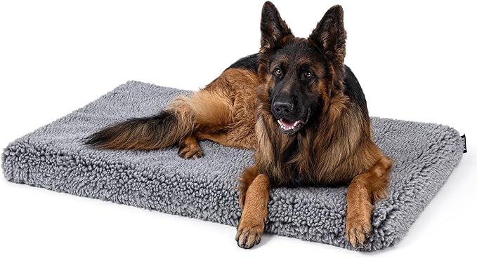 Stoutwool 4" Indestructible Dog Bed - Orthopedic Chew Proof Dog Crate Pad - Fluffy Kennel Mat for Aggressive Chewers - Ideal for Extra Large Breeds & Fits 48-Inch Crate - 47"x29", Charcoal-Mewly Pet