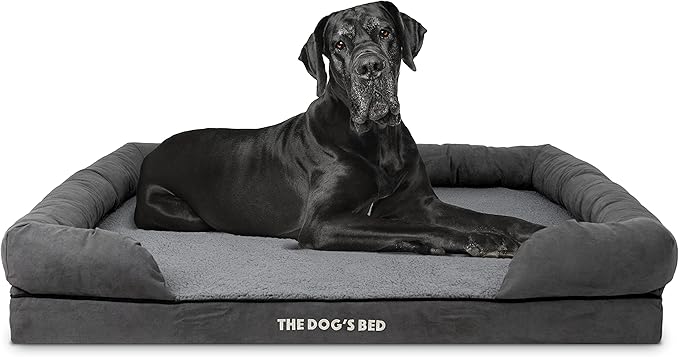 The Dog’s Bed Medium Support Memory Foam Dog Bed XXL Plush Grey 51.5x39, Pain Relief: Arthritis, Hip & Elbow Dysplasia, Supportive, Calming, Waterproof Washable Cover,Veterinary-Approved-Mewly Pet
