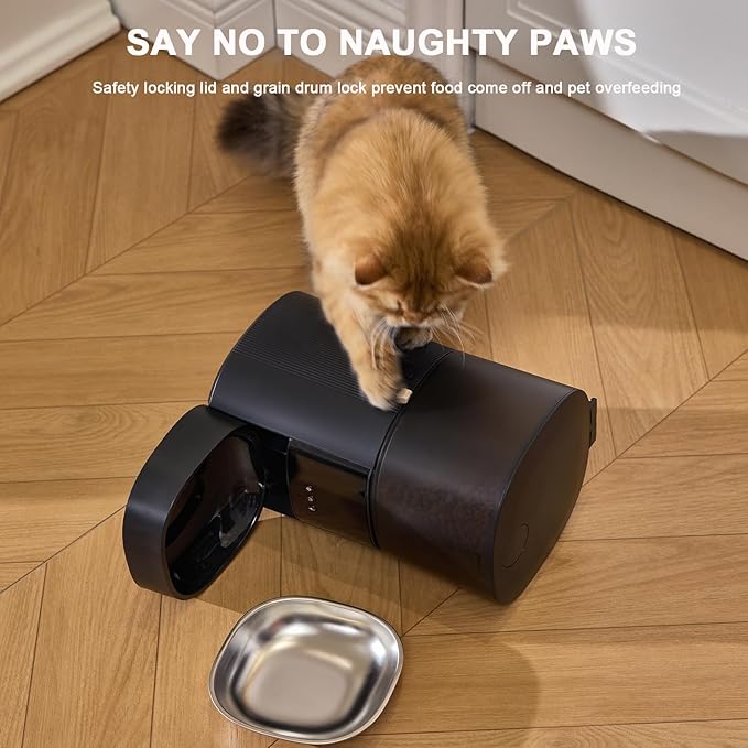 Automatic Cat Feeder WiFi with App Control, Voice Recorder, 4L Dry Pet Food Dispenser for Cats & Dogs with Freshness Preservation, Custom Feeding Times & Portions, Dual Power-Mewly Pet