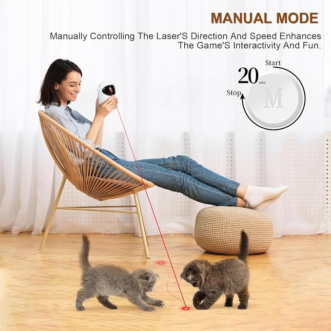 Laser Cat Toys for Indoor Cats Interactive Cat Toy 3 Speed Modes with Timer Rechargeable Rechargeable 3 Adjustable Circling ranges for Cats/Kitten/Dogs-Mewly Pet