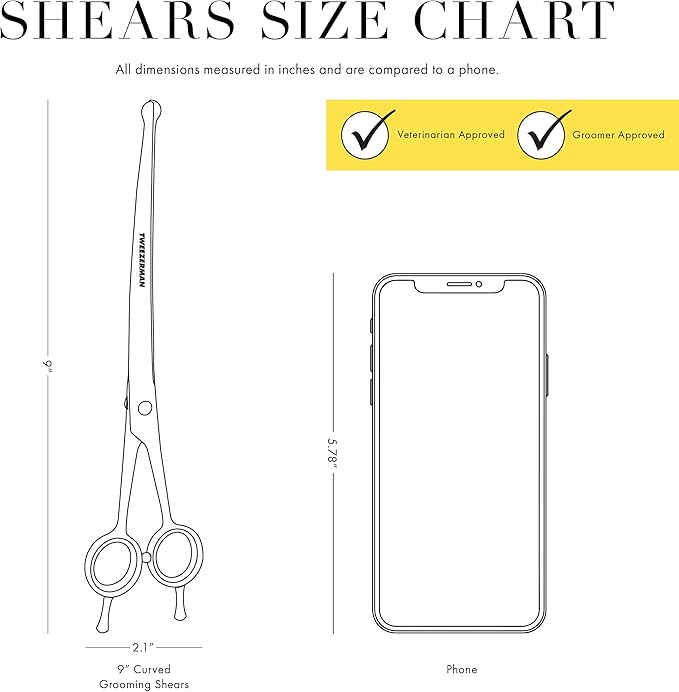 Tweezerman 9" Pet Grooming Scissors with Safety Round Tips, Professional Curved Grooming Shears for Medium to Large Dogs-Mewly Pet
