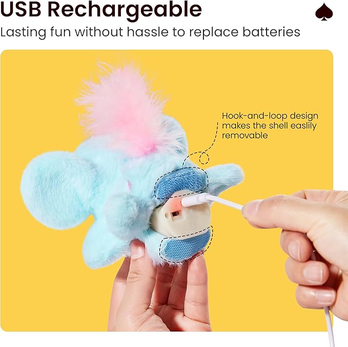 Potaroma Cat Toys Flapping Elephant, Interactive Realistic Kitten Toy Stuffed with Catnip and Crinkle Paper Hangable Design for Bored Indoor Cats 6.3 Inches-Mewly Pet