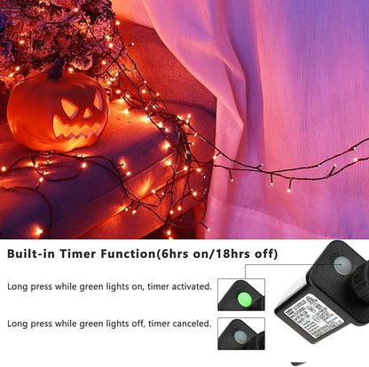 ODEETRONIC Orange Halloween Lights, 98.42ft 300 LED Orange Lights, 8 Mode Halloween Light String Connectable, Plug in Twinkle Fairy Light Waterproof for Indoor Outdoor Holiday Party Home Tree Decor