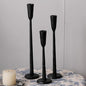 Black Iron Taper Candle Holder Set of 3, Heavy Wrought Iron Candlestick Holders Decorative Candle Stand, Vintage Candle Holder for Wedding, Dining, Home Decoration