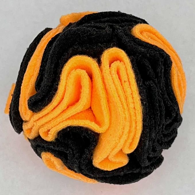 Puppy and Small Breed Snuffle Interactive Foraging Dog Puzzle Ball Toy Halloween Orange and Black-Mewly Pet