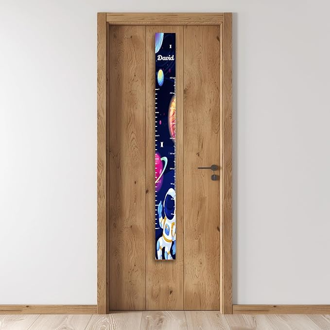 Personalized Growth Chart for Wall, Wooden Height Chart for Kids, Cute Height Measurement for Child/Girls/Boys, Baby and Toddler's Playroom/Kid's Room/Nursery Decor, Astronaut