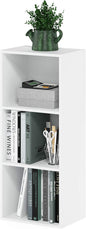 Furinno LUDER Book Shelf, 3-Cube Bookshelf, Bookcase, 9.3" x 12" x 31.5", for Living Room, Bedroom, Home Office, White