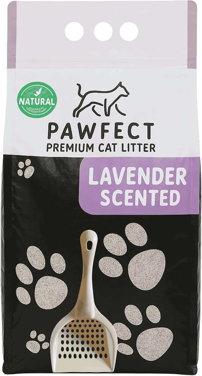 Lavender Scented Cat Litter – 37.8 lb / 20L, Fast Clumping, Natural Odor Absorption, Lightweight Formula, Made with Turkish White Bentonite-Mewly Pet
