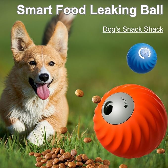 Zoomie Buddy 2.0, Zoomie Buddy for Dogs, 2 in 1 Smart Touch Interactive Dog Balls ＆ Pet Feeder, 2.83" Diameter, Suitable for Small/Medium Dogs, with Fruit Plush Cover (Orange, Tomato)-Mewly Pet