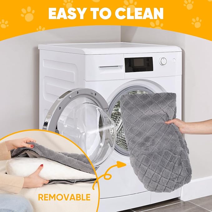 Calming Dog Couch Bed for Large Dogs, Durable Fluffy Fuzzy Dog Mat, Sofa Dog Bed Mats with Removable Washable Cover, Perfect for Small, Medium Dogs and Cats-Mewly Pet