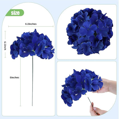 AVIVIHO 65Pcs Royal Blue Flowers Hydrangea Artificial Flowers Bulk Realistic Fake Hydrangeas Silk Flowers with Stems for Home,Weddings,Party,Table Centerpieces,Father's Day,Baby Shower Decor