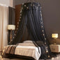 VETHIN Princess Bed Canopy for Girls,Bed Canopy Curtain- Double Layer Sheer Mesh Dome Bed Curtain- Round Lace Princess Mosquito Net Tent (Double Black-2)