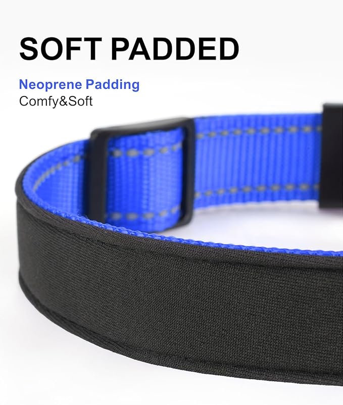 TagME Airtag Dog Collar,Waterproof Reflective Pet Collar with Airtag Holder,Soft Padded and Double D-Rings for Extra Large Dogs,Navy Blue-Mewly Pet
