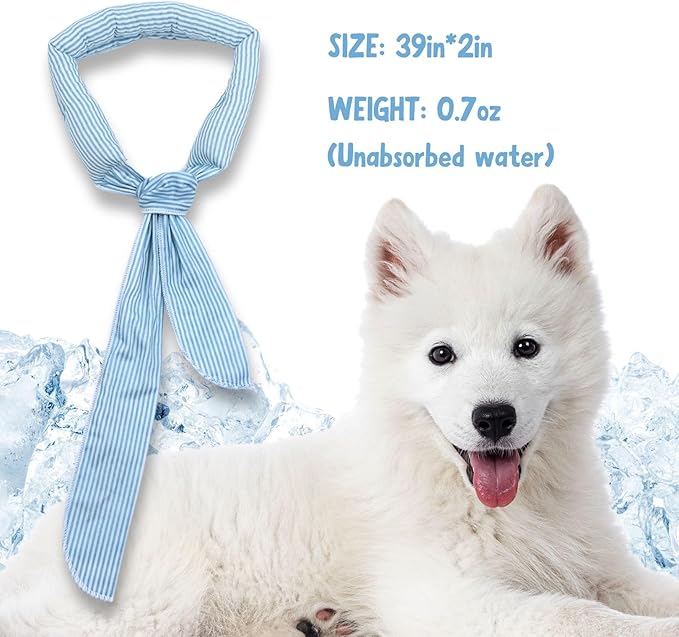 4pcs Cooling Scarf for Pets,Summer Cooling Scarves Keep Cats and Dogs Cool, Reused,Rrecycled,Suitable for Dogs (4pcs-Blue Stripe)-Mewly Pet