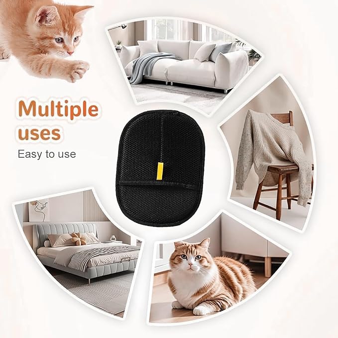2025 Upgraded Pet Hair Removal Glove |Double-Sided – Reusable Grooming & Bathing Glove for Dogs and Cats |Soft Silcone Touch |Easy Deshedding and Cleaning Mitt (Black, 3 PCS)