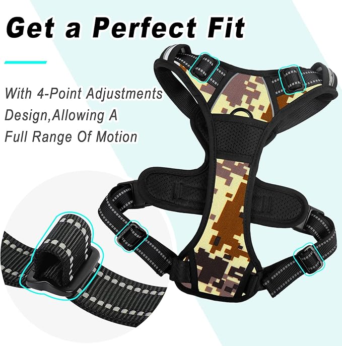 BARKBAY No Pull Dog Harness Large Step in Reflective Dog Harness with Front Clip and Easy Control Handle for Walking Training Running(Desert camo,L)-Mewly Pet