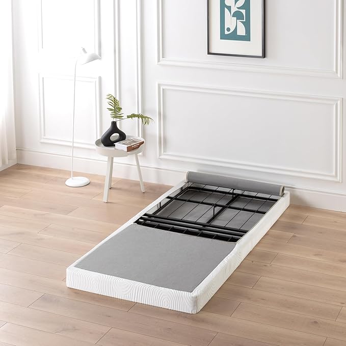 ZINUS 4 Inch Box Spring with Cover, No Assembly Mattress Foundation, Sturdy Metal Structure, Twin, White