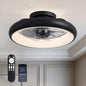 Ceiling Fan with Lights, 15" Flush Mount, Black Low Profile with 6 Wind Speeds, Smart Dimmable LED for Bedroom, Living Room