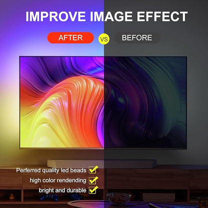 LED Strip Lights for Bedroom, 32.8ft Smart RGB Music Sync Bluetooth App & Remote Control, USB-Powered LED Strip Lights for TV, Gaming, Bedroom, PC, Home Theater