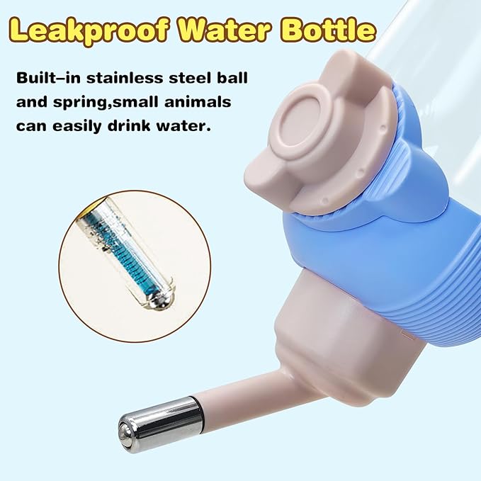 kathson Automatic Rabbit Feeder and Waterer Set, Gravity Pet Food Water Dispenser Bunny Pellet Feeder Small Animal Feeding & Watering Supplies for Guinea Pig Ferret Crate Accessories (Blue)-Mewly Pet