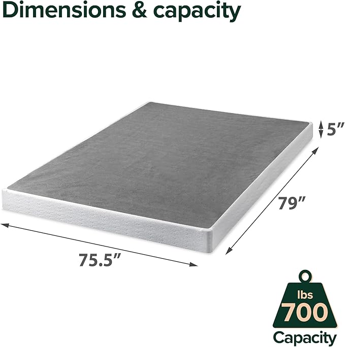ZINUS 5 Inch King Metal Smart Box Spring with Quick Assembly, Mattress Foundation, Strong Metal Frame, Easy Assembly