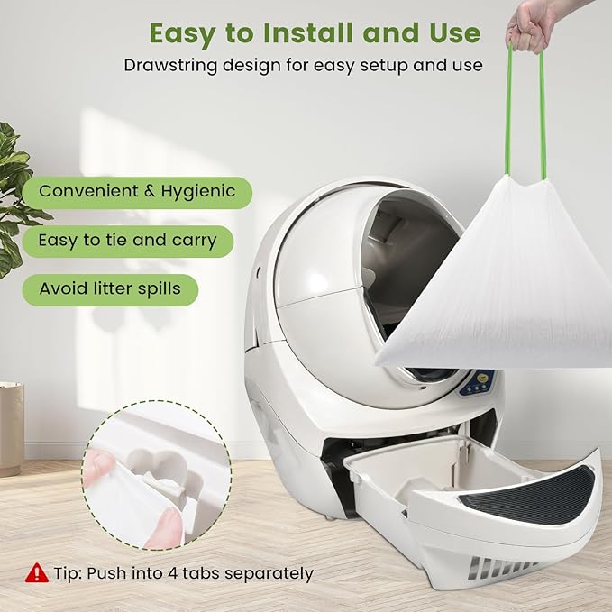 67 Count Waste Drawer Bags for Robot 3 4 and Compatible with Most Self Cleaning Litter Box & ScoopFree Clumping Poop Bin, 9 Gal Kitty Drawstring Liners Leak-proof Disposable Pet Trash Replacement Bags-Mewly Pet