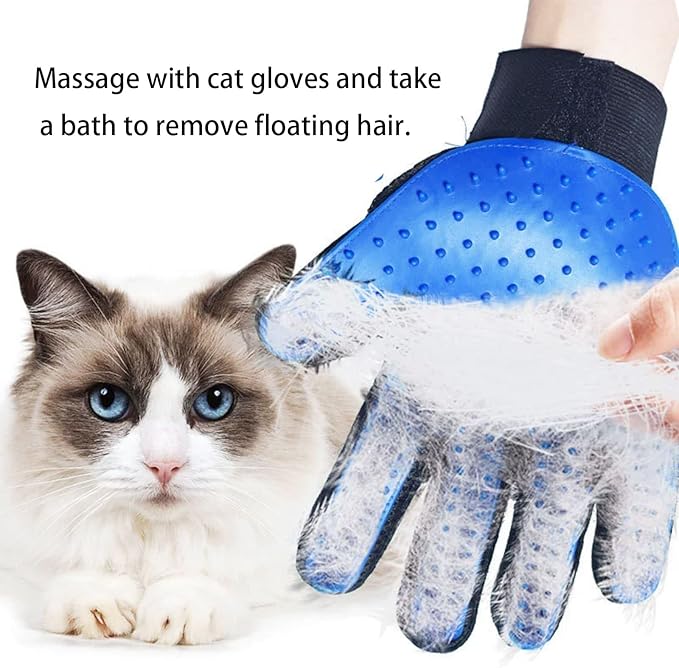 Zoocozy 2 in 1 Pet Hair Removal Glove for Cat Dog, Indoor Cat Grooming Gloves, Pet Washing Brush for Shedding Massage - Double-Sided Available(Dark Blue)-Mewly Pet