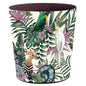 10L/2.64 Gallon Trash Can, Decorative Waste Basket, PU Leather Waste Paper Basket, Waterproof Garbage Can for Bathroom, Bedroom, Office, Kitchen and Living Room - Green and White Bird