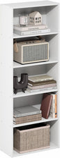 Furinno Basic Book Shelf, 5-Tier Bookshelf, Cube Storage Organizer Bookcase with Open Shelf, 7 x 17 x 44, for Living Room, Bedroom, Home Office, White