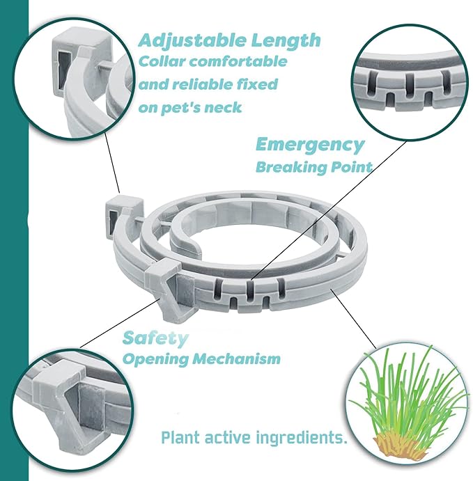 Flea and Tick Collar for Cats, Natural Plant-Based Ingredients for Treatment and Prevention, Safe and Waterproof, with Free Flea Comb, Tick Tweezer, and Treatment Prevention Drops, 13.8 in (2 Packs)-Mewly Pet