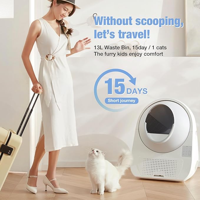 CATLINK Self Cleaning Automatic Litter Box for Cats - Hands-Free Cleanup with App Control, Double Odor Removal - Extra Large Size for 3.3~22lbs Cats - Smart Robot Cat Litter Box (Upgrade)-Mewly Pet