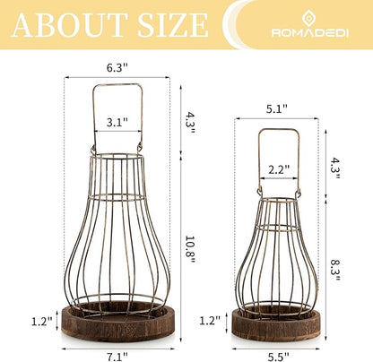 Romadedi Lantern Farmhouse Home Decor - Rustic Candle Holders Decorative Lanterns for Candle Living Room Kitchen Dining Coffee Table Fireplace Mantle Outdoor
