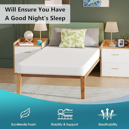 PayLessHere 6 Inch Gel Memory Foam Mattress Medium Firm Mattresses CertiPUR-US Certified Bed-in-a-Box Pressure Relieving Twin XL Size,Fiberglass Free，White