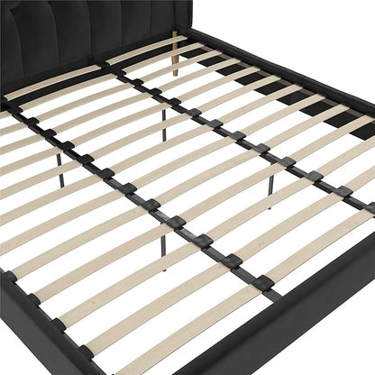 Novogratz The Her Majesty Upholstered Bed, King, Black Velvet